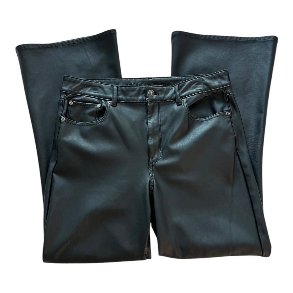 American Eagle Vegan Leather Stretch Boot Cut Jeans Size‎ 16 - Picture 3 of 10